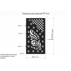 Poarta Acces Pietonal,Din Tabla Decupata (Traforata CNC) Cu Laser PP012, 1680 mm X 880 mm